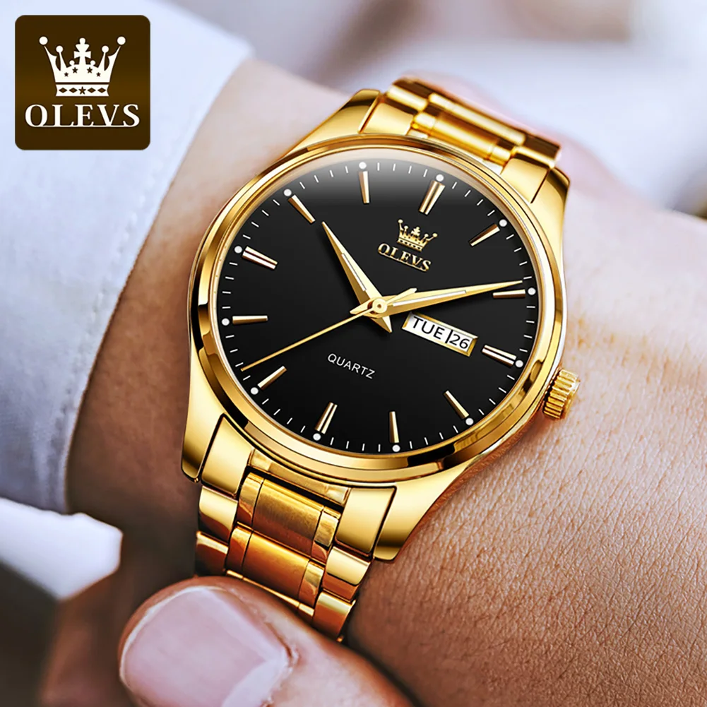 OLEVS Men Watches Waterproof Stainless Steel Quartz Male Wrist - Main Image