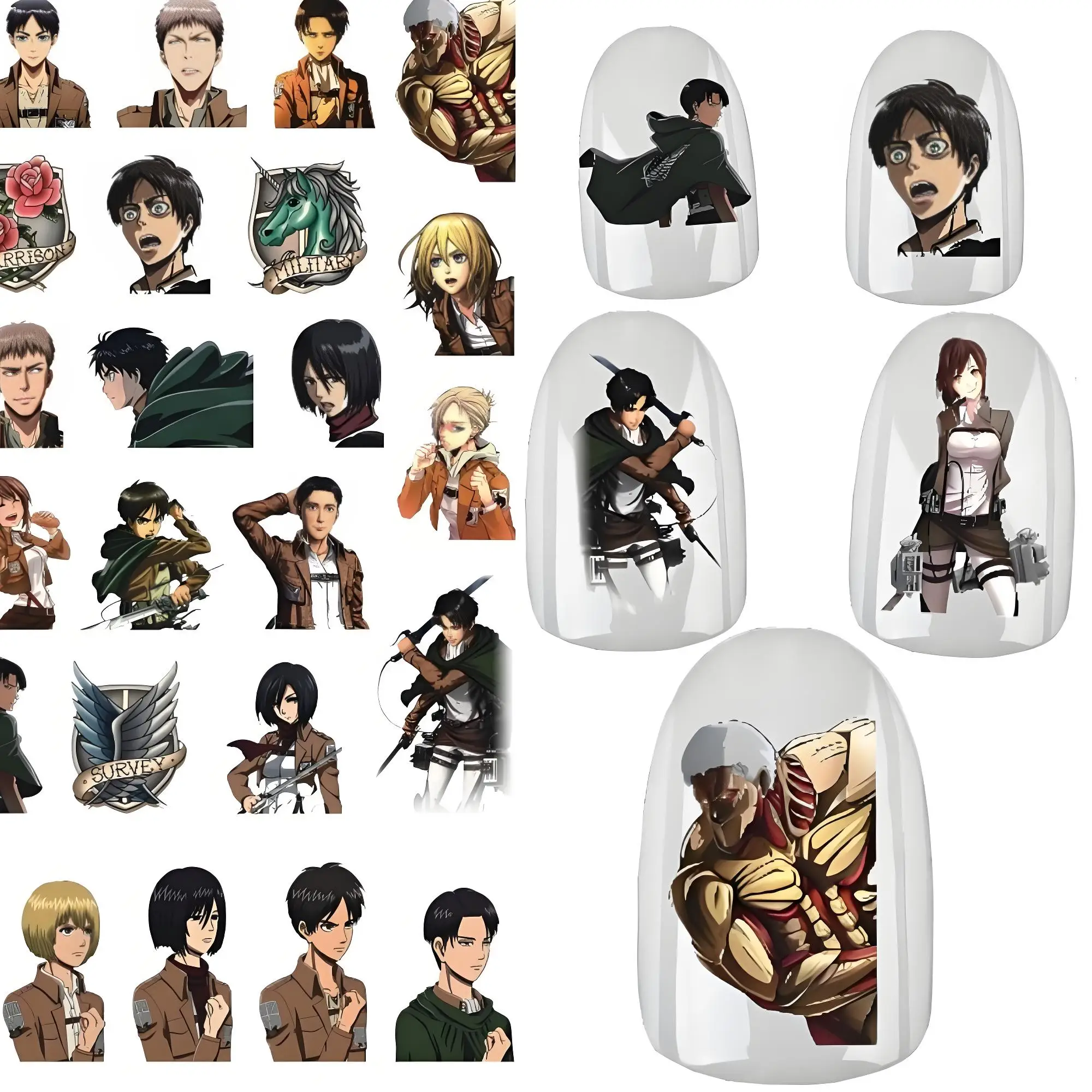 Attack on Titan Eren Jaeger 3D Nail Art Sticker Stamp Decal Nail Slider Decor For DIY Fashion TSC-242