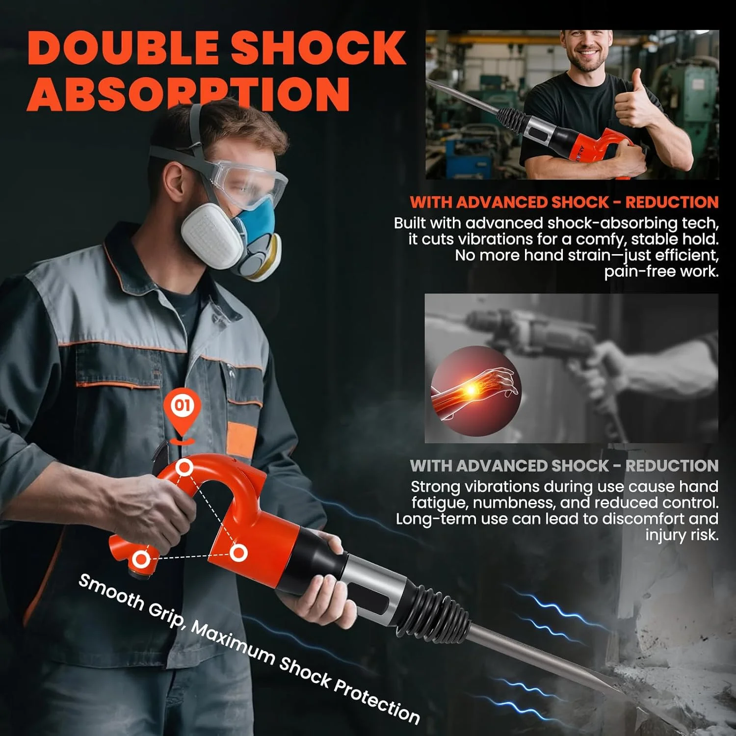 Pneumatic Hammer Shovel 21L/S Air Chisel Powerful Air Chipping Hammer Concrete Breaker Open Air Shovel