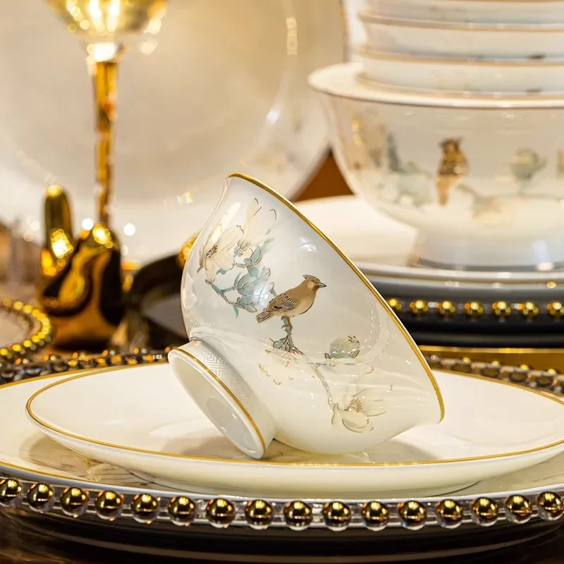 Fine China Luxury Dinnerware Sets Kitchen Gift Breakfast Party