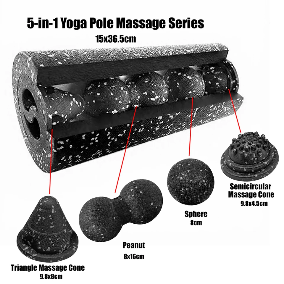 5-in-1 Fascia Roller Set Muscle Recovery Set-Vibrating Foam Roller&Peanut Massage Ball For Back,Neck,Leg Yoga Workout_voghion.com