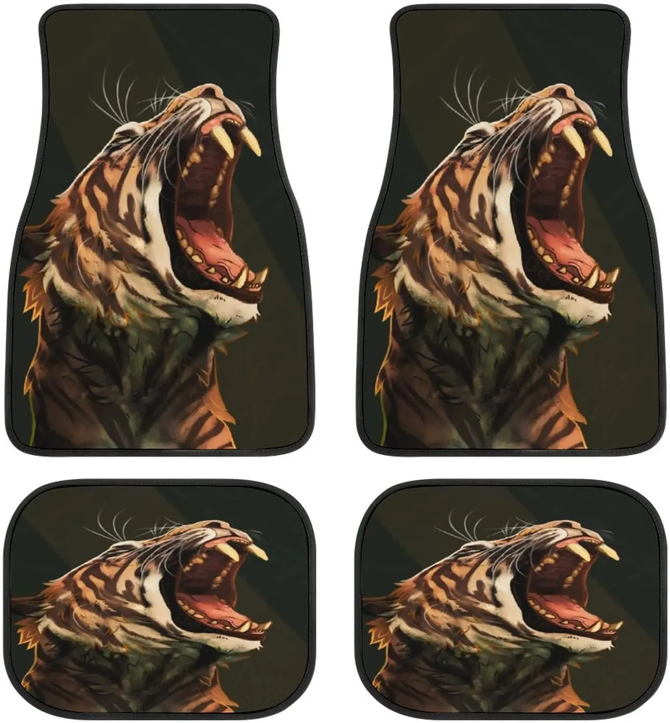 

Animal Car Mats Tiger Roar Universal Fit Car Floor Mats Fashion Soft Waterproof Car Carpet FrontRear 4 Pieces Full Set Fit for