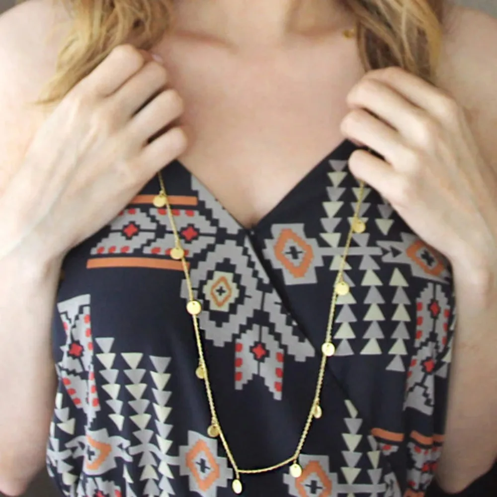 Statement necklace Long Bohemia Trendy Women Jewelry Statement Necklace Personality Sequins Pendant Maxi Collar Chain