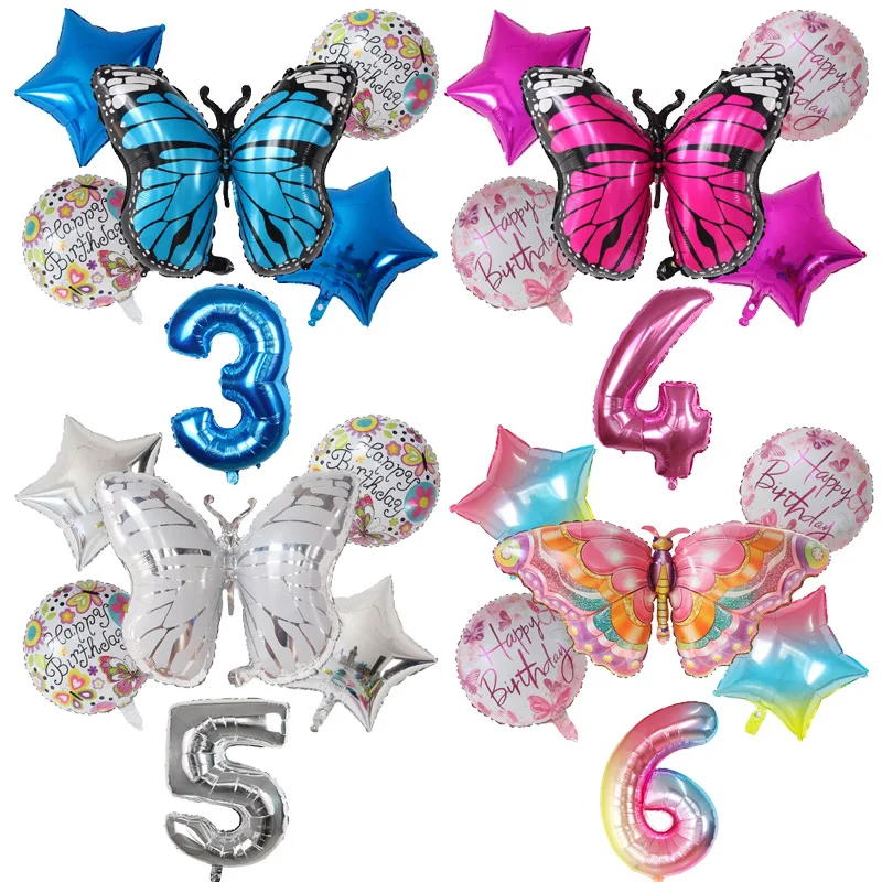 20-Pack Pink Bow Butterfly Foil Balloons - 16 Inch Mylar Balloons For Birthday Parties & Baby Showers