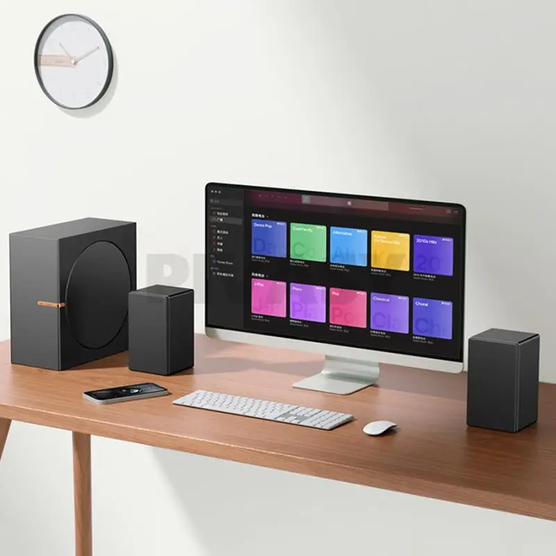8 Inch High Power Wooden Bass Speaker Full-Range Subwoofer Bluetooth Speaker 2.1 Active For Computer TV Home Desktop Set