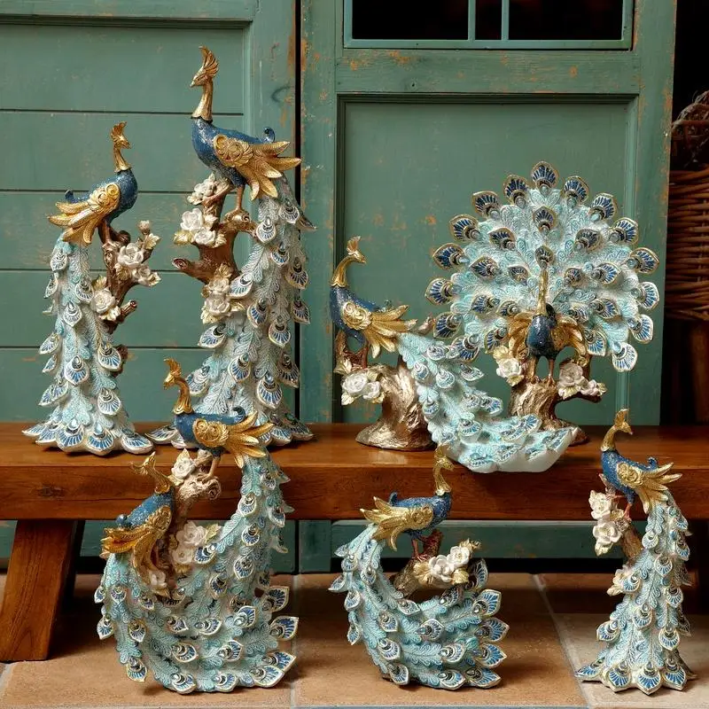 European creative craft peacock wine cabinet decoration porch TV cabinet modern South East Asia style home decoration