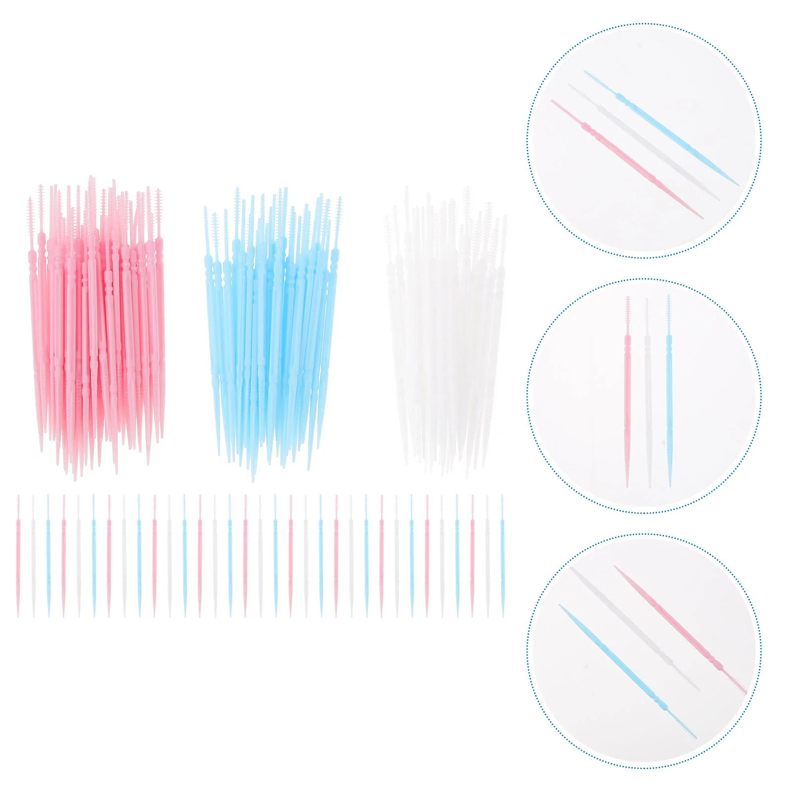 

600pcs Double-end Reusable Interdental Brush Cleaners Interdental Floss Brush Toothpick Dental Oral Care Tool (White + Blue +