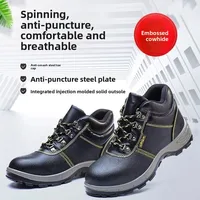 Men's Safety Shoes Anti-impact Puncture Resistant High Top Wear-Resistant Injection Moulded Bottom PU Material Long-lasting