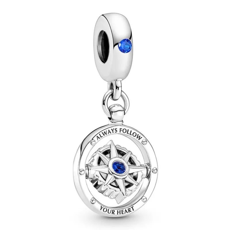 

Authentic 925 Sterling Silver Moments Spinning Compass Dangle Charm Bead Fit Pandora Bracelet & Necklace Jewelry