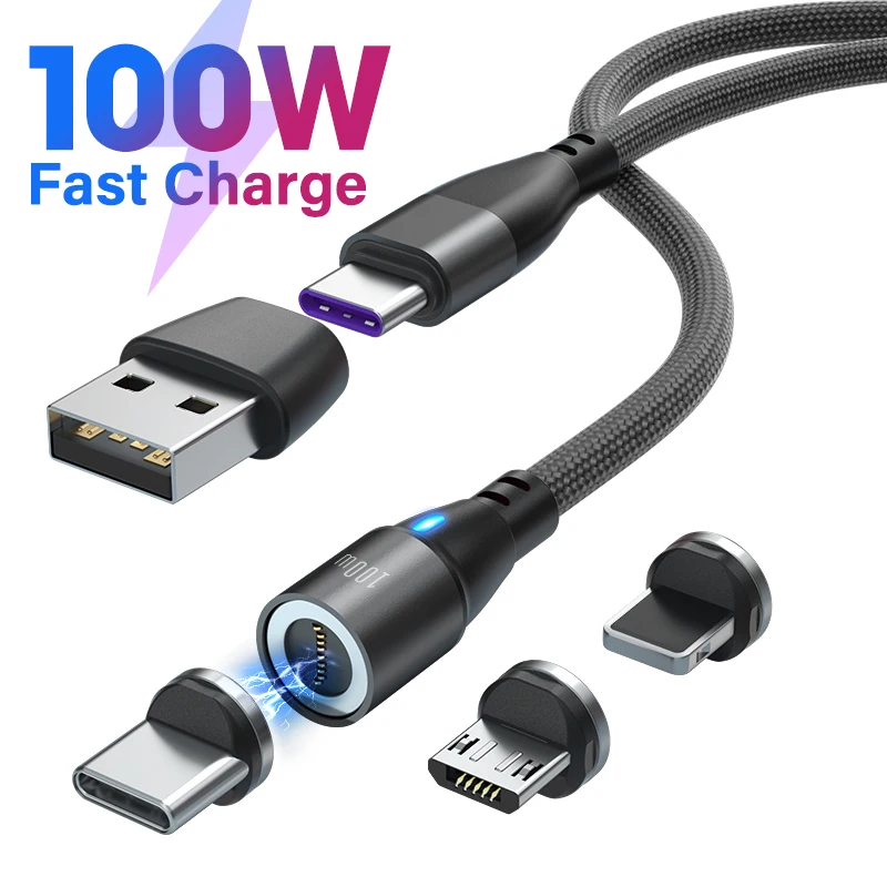 Магнитный зарядный кабель AUFU USB Type C PD 100 Вт супер быстрая зарядка для Samsung Macbook Micro