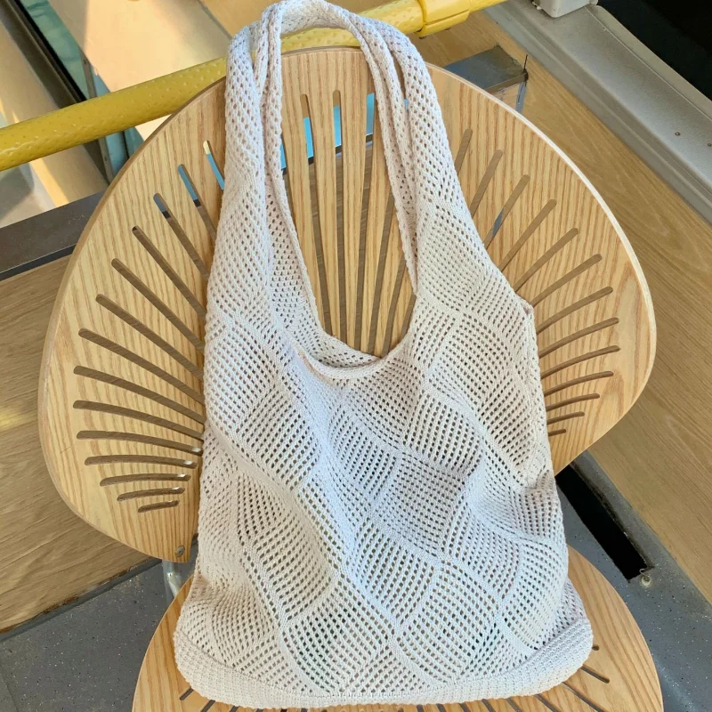 

2023 Summer Women Straw Shopping Bag Large Capacity Hand-made Hollow Beach Bags for Women Hand Bag The Tote Bag Supermarket Bag