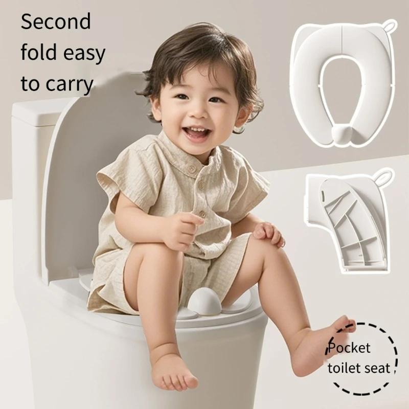 Baby Folding Travel Potty Training Seat For Round & Oval Toilets Toddlers Portable Non-Slip Folding Potty Seat Potty Seat Cover 2