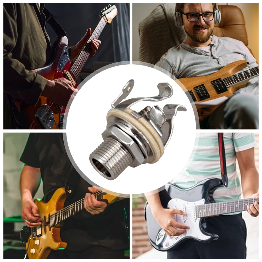2-10PCS 1/4 Inch 6.35Mm Guitar Pickup Output Jack Socket Metal Guitar Stereo Socket Parts Guitar Mono Jack Socket for Electric G