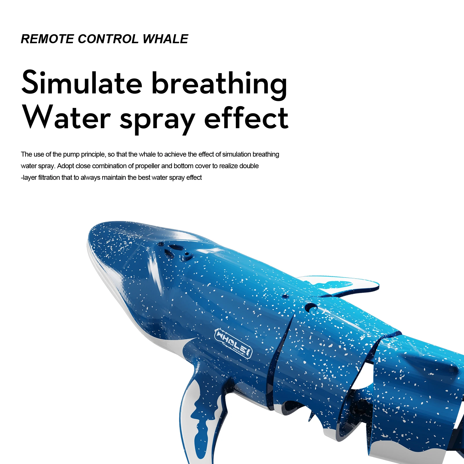B4 2.4G Mini RC Water Spray Dive Whale Dual Propellerf Drive Waterproof Wireless Remote Control Whale Shark Gifts Toys for child 6