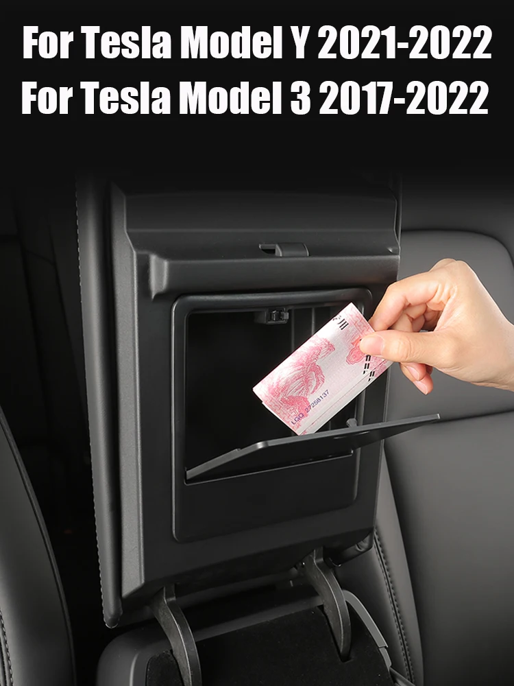 Abdeckung für die Mittelkonsole mit Aufbewahrungsfach für Tesla Model 3 Y 2017~2020 2021 2022 2023, versteckte Aufbewahrungsbox für die Armlehne, Zubehör – Detail 1