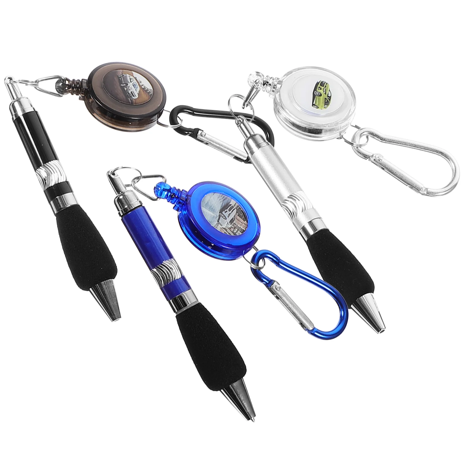 

3-in-1 Handy Retractable Badge Reel Pen & Belt Clip Keychain & Carabiner - pcs/set (Mixed Color)