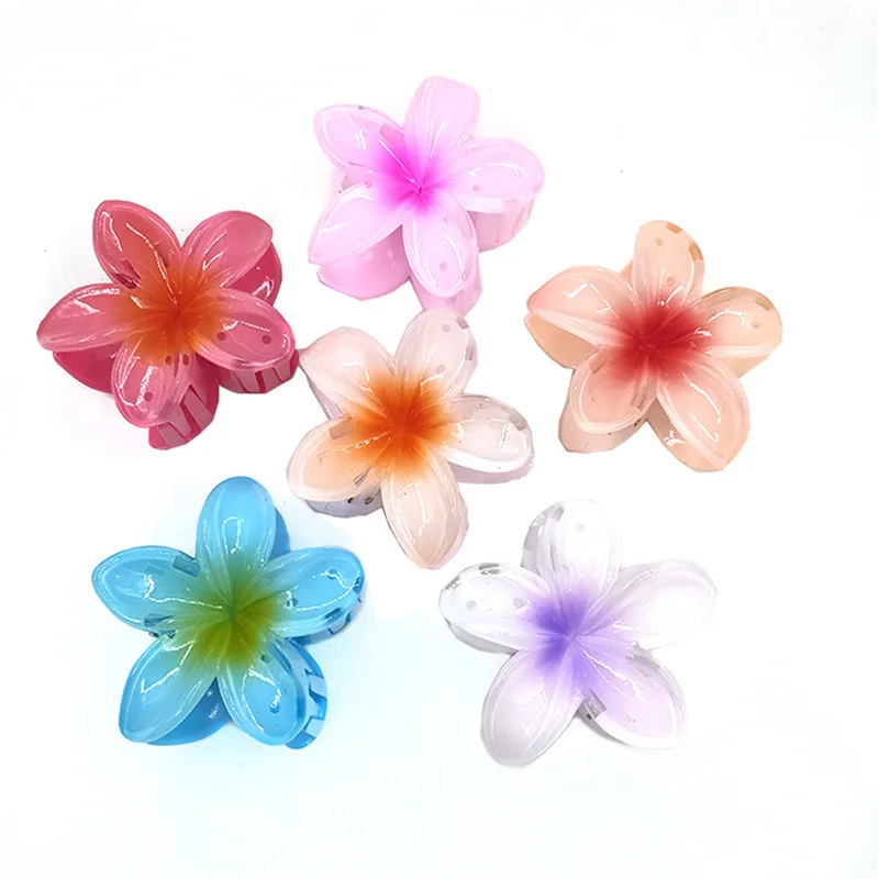 Hair Flower Clip Clips Hawaiian Plumeria Beach Flowers Claw Barrettes Accessories Barrette Kids Colorful Women Piece Artificial