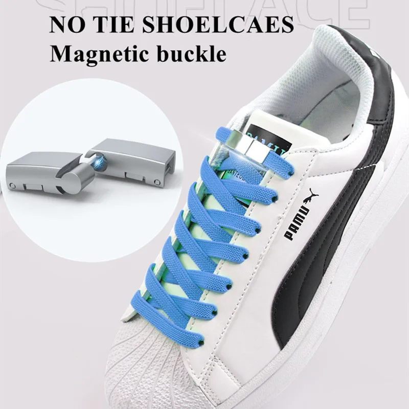 1Pair New Upgrade Magnetic Shoelaces Elastic Laces Sneakers NoTie Shoelace  Kids Adult Quick Laces Lazy Rubber Sport Shoestrings