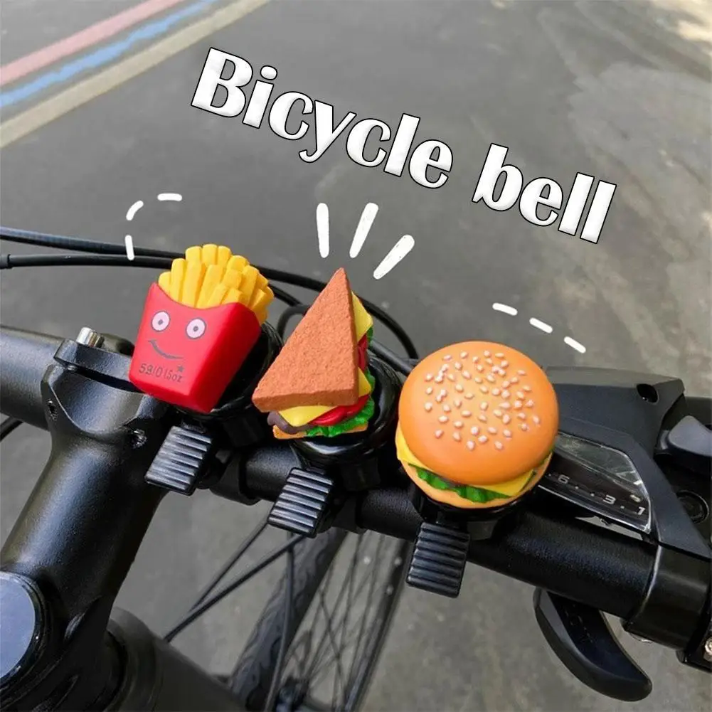 

Creative Cute Cartoon Hamburger Bicycle Bell Sandwich French Fries Safety Warning Alarm Cycling Handlebar Bell Bike Accessories