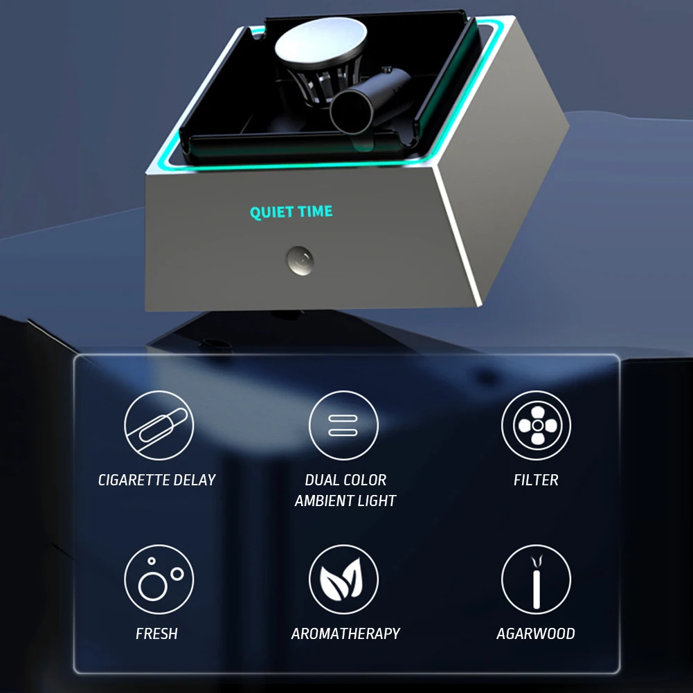Smart Air Purifier Ashtray with Atmosphere Light for Filtering Second-Hand Smoke From Cigarettes Remove Odor Smoking Accessories air purifier ashtray