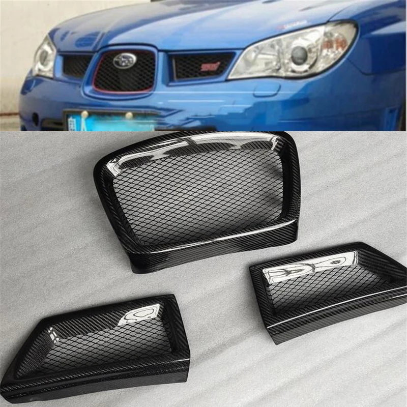 

For 3PCS Real Carbon Fiber Car Grille Mesh Subaru Impreza 9th WRX/STI Front Bumper Splitter Trim Accessories Refit 2006 2007