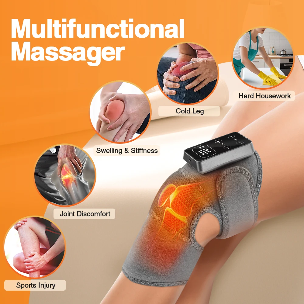 Electric Heating Knee Wrap with 5 Modes Muscle Relaxation Hot Compress Joint Protection Vibration Device for Leg Massage