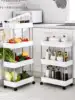 1pc Kitchen Bathroom Storage Rack 3/4 Tier Rolling Cart Storage Shelf Movable Gap Slim Slide Organizer Shelf Livingroom Rack 4