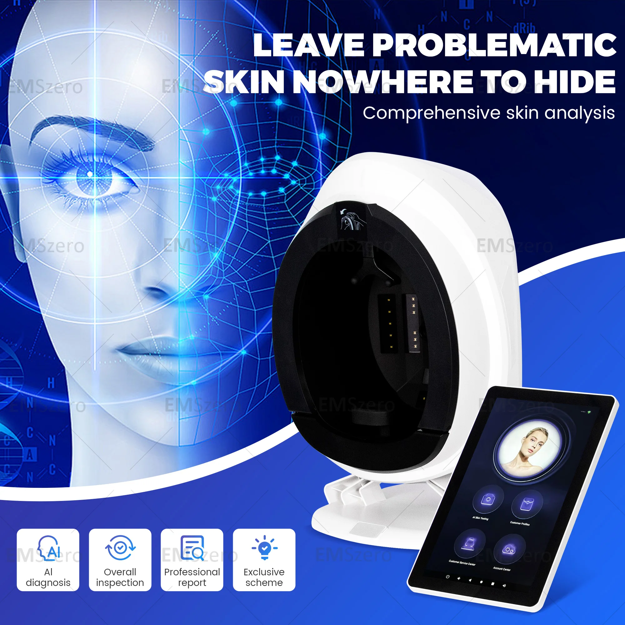 AISIA Q1 3D AI Facial Skin Analyzer Detection Skin Problem Diagnosis 8 Spectrum Professional Analysis Beauty Salon Equipment 1