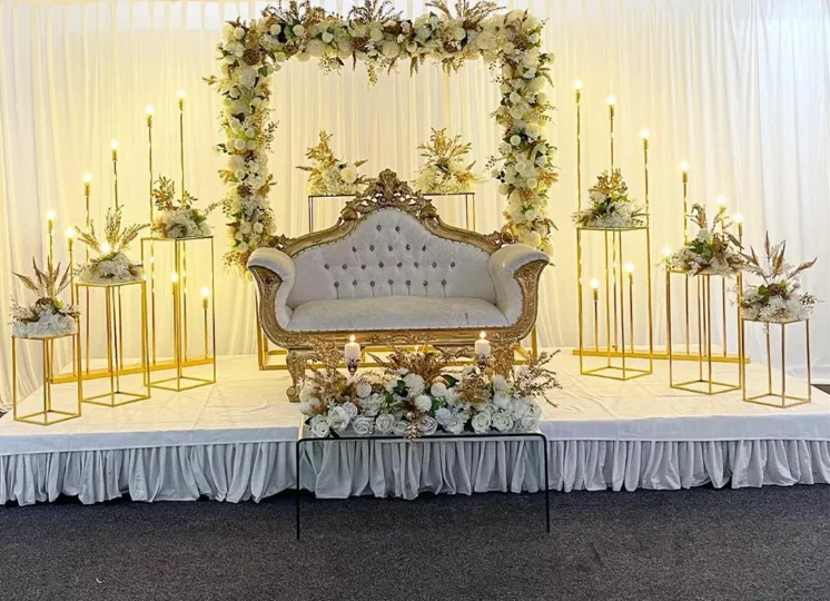 

7PCS Grand Event Anniversary Backdrop Plinth Table Cake Stand Flower Display Arch Stage Wedding Birthday Party Background Props