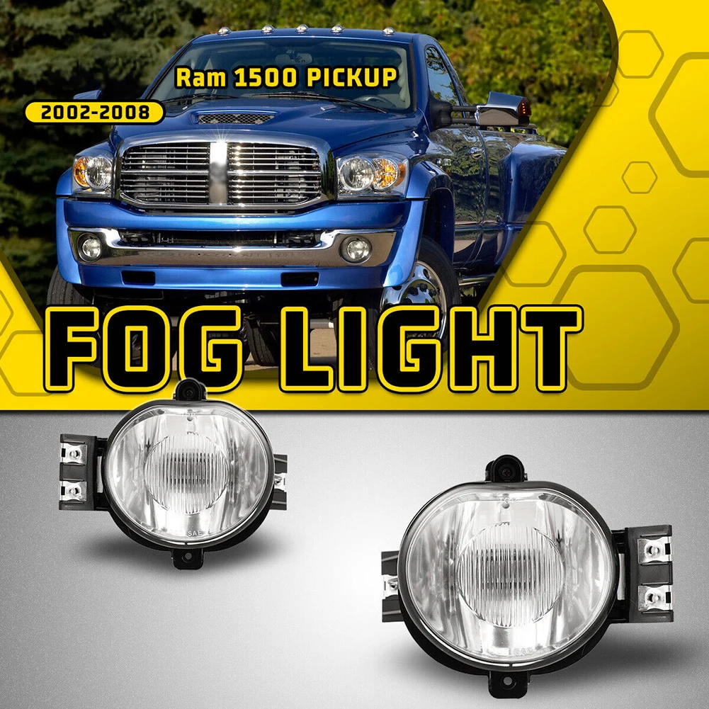 

1 Pair Fog Light Front Bumper Clear Lens Fog Light Lamps Compatible For Ram 1500 2500 3500 4000 Replaces 55077475AC 55077474AC