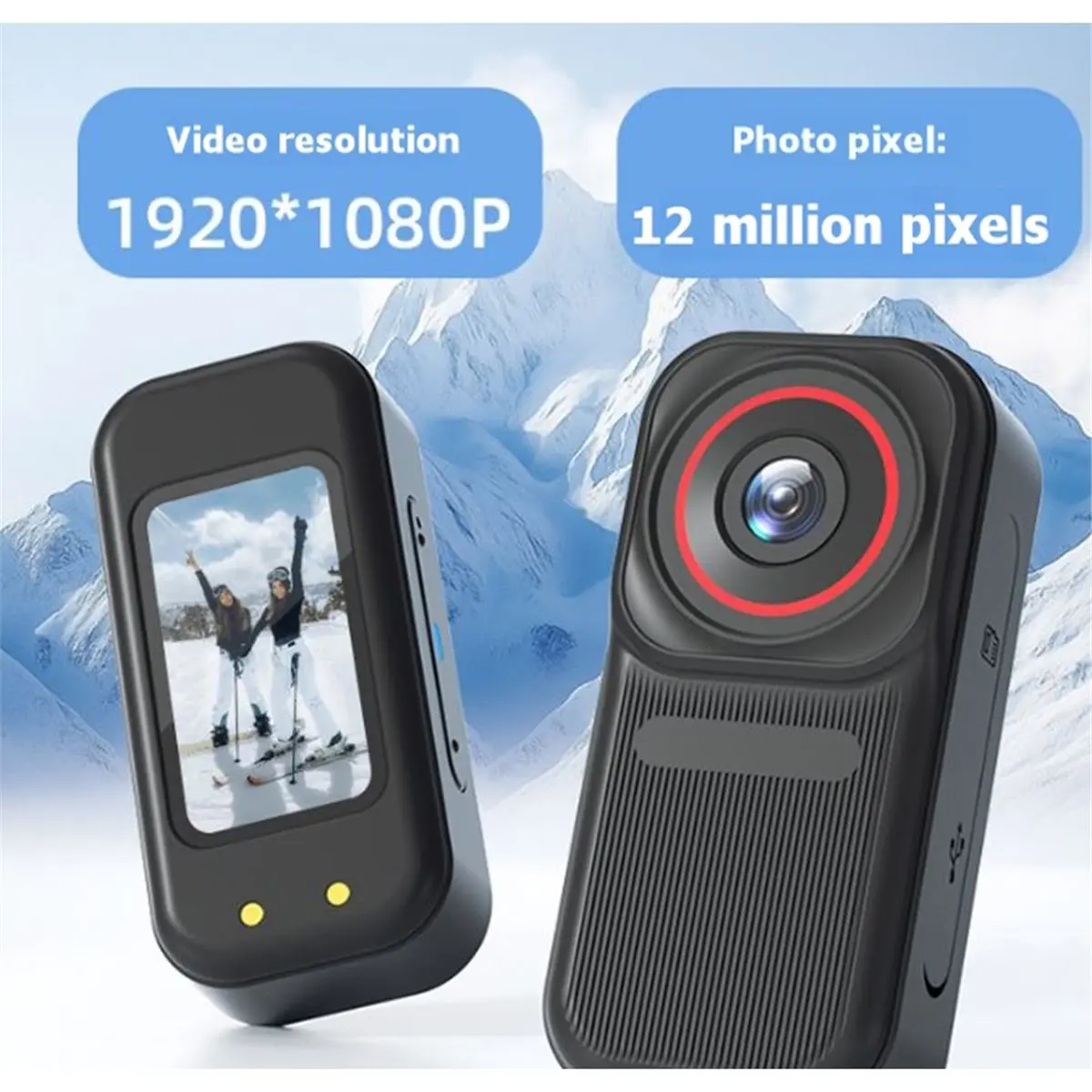 M05K 1.47인치 썸액션 카메라 안정화 기능 탑재 마그네틱 1080p 1200w 가슴 장착형 휴대용 브이로그 포켓 카메라 블랙