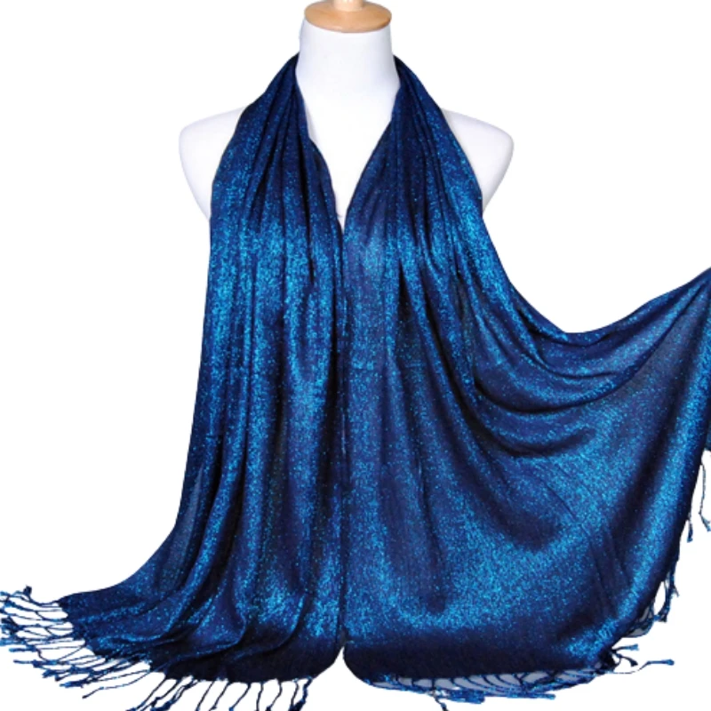 Plain Shimmer Fashion Printe Solid Color Glitter Viscose Lurex Long