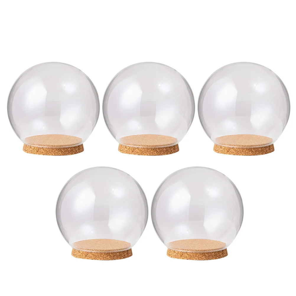 

5pcs Food Cover Glass Display Dome Transparent Cloche Dome For Plants For Handicraft Festival Valentine'S Day DIY Gift