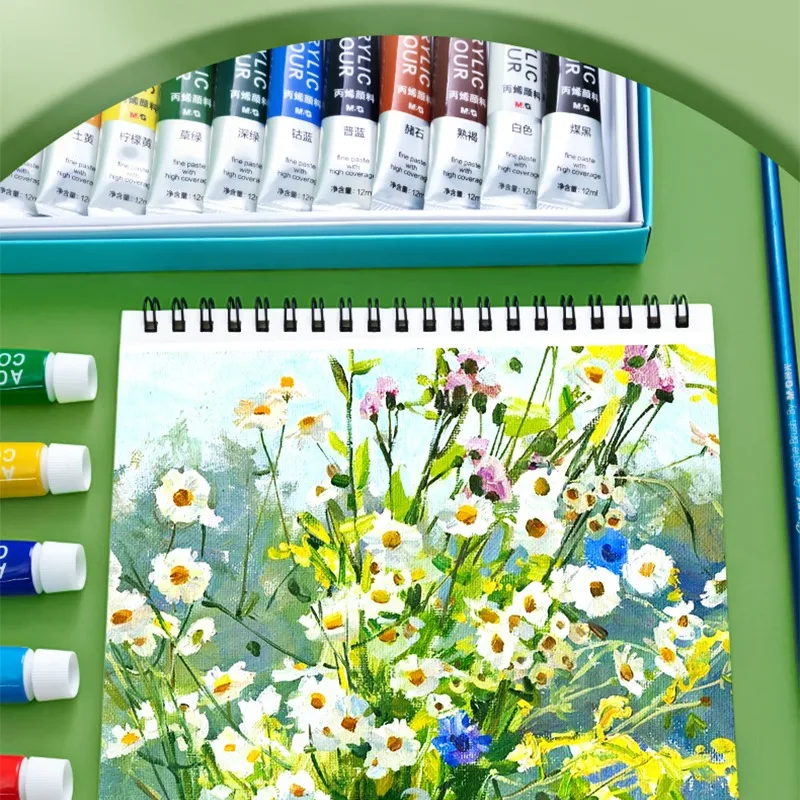 M&G 12/24 Colors Acrylic Waterproof Paint Set Hand Drawn Portable Aluminum Tube Wall Painting Fluid for Student DIY  5/12ml 6