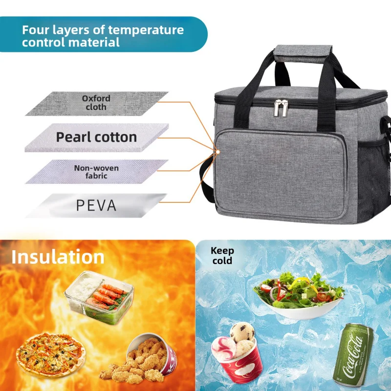 Hot Selling Large Oxford Cloth Insulated Bag Handheld Outdoor Waterproof Picnic Bag Thickened Cooler Ice Pack