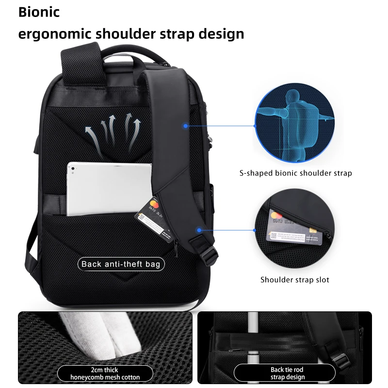 Multifunction Waterproof Anti-Thief School Backpack Men Travel Business Backpacks Fit 15.6 Inch Laptop