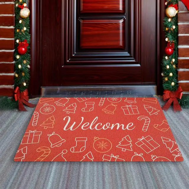 Üdvözöljük A Karácsonyi Ajtó Nem Csúnya Ház Szőnyege Megvastagodott, Abszorbens Mosható Padlószőnyeg Bejárat Szőnyeg Elülső - Image 2