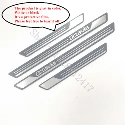 Enhanced Car Door Sill Scuff Plates Threshold Protector Stickers - Welcome Pedal Accessories (Silvery   A)