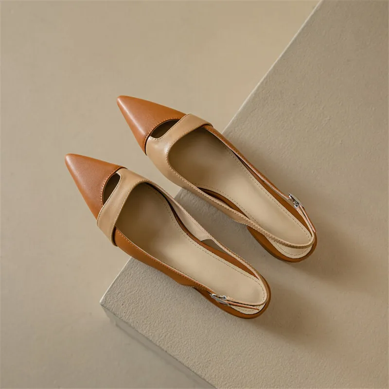 

New Summer Sandals Shoes Low Heel Women Sandals Fashion Mixed Color Split Leather Sandals Women Pumps Ladies Shoes Zapatos Mujer