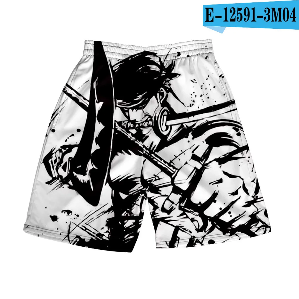 thumbnail image 1 of Pantalones cortos con estampado digital 3D de anime ONE Piece Monkey D Luffy Roronoa Zoro Ace Edward Newgate Kaidou, pantalones cortos casuales holgados para playa, 1 of 5