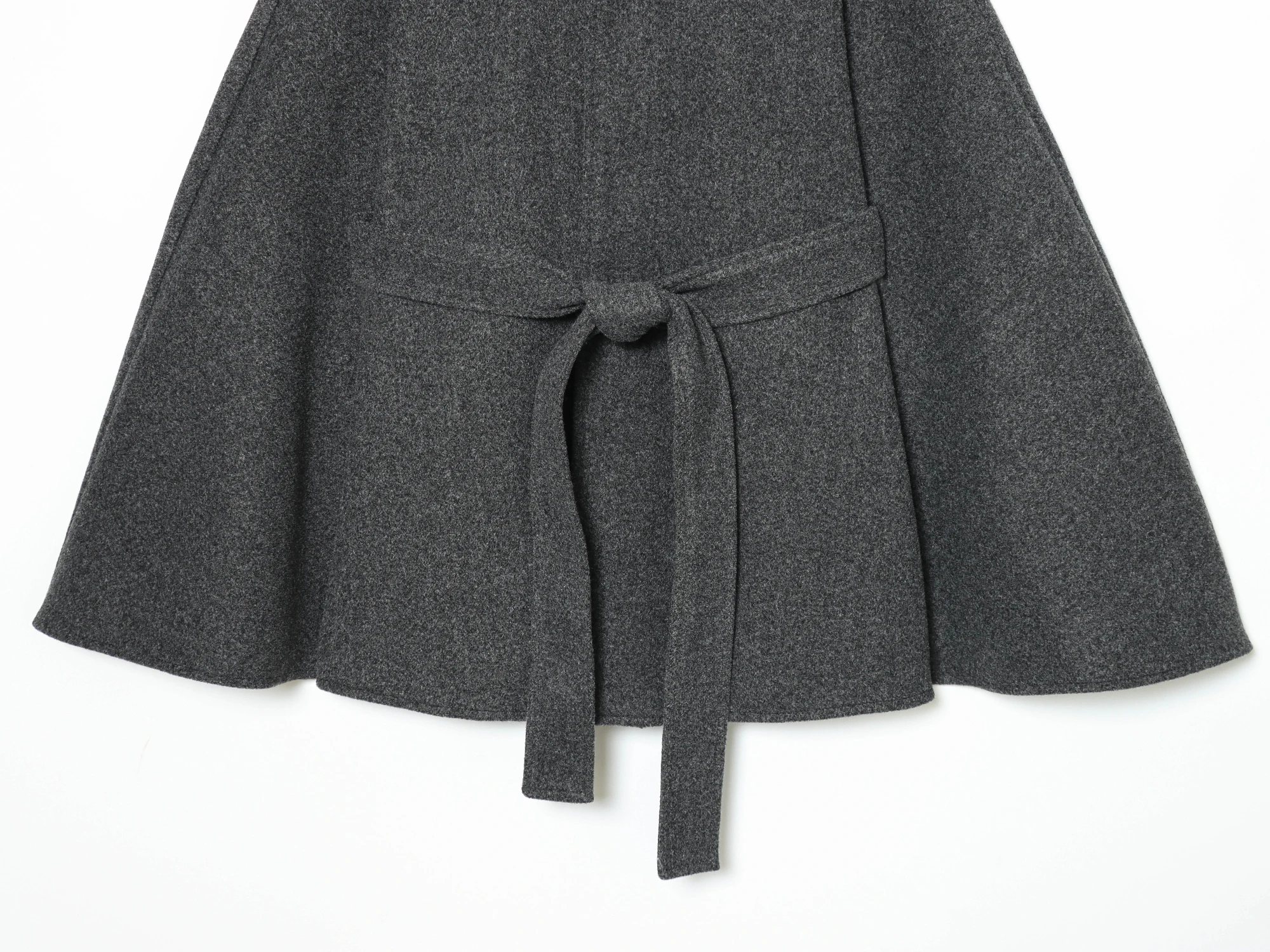 Women Gray Spring Autumn New Lace Up High Neck Jackets With Belt Wool Lose Cape Coats High Street Ladies Warm Elegant Cloak Coat