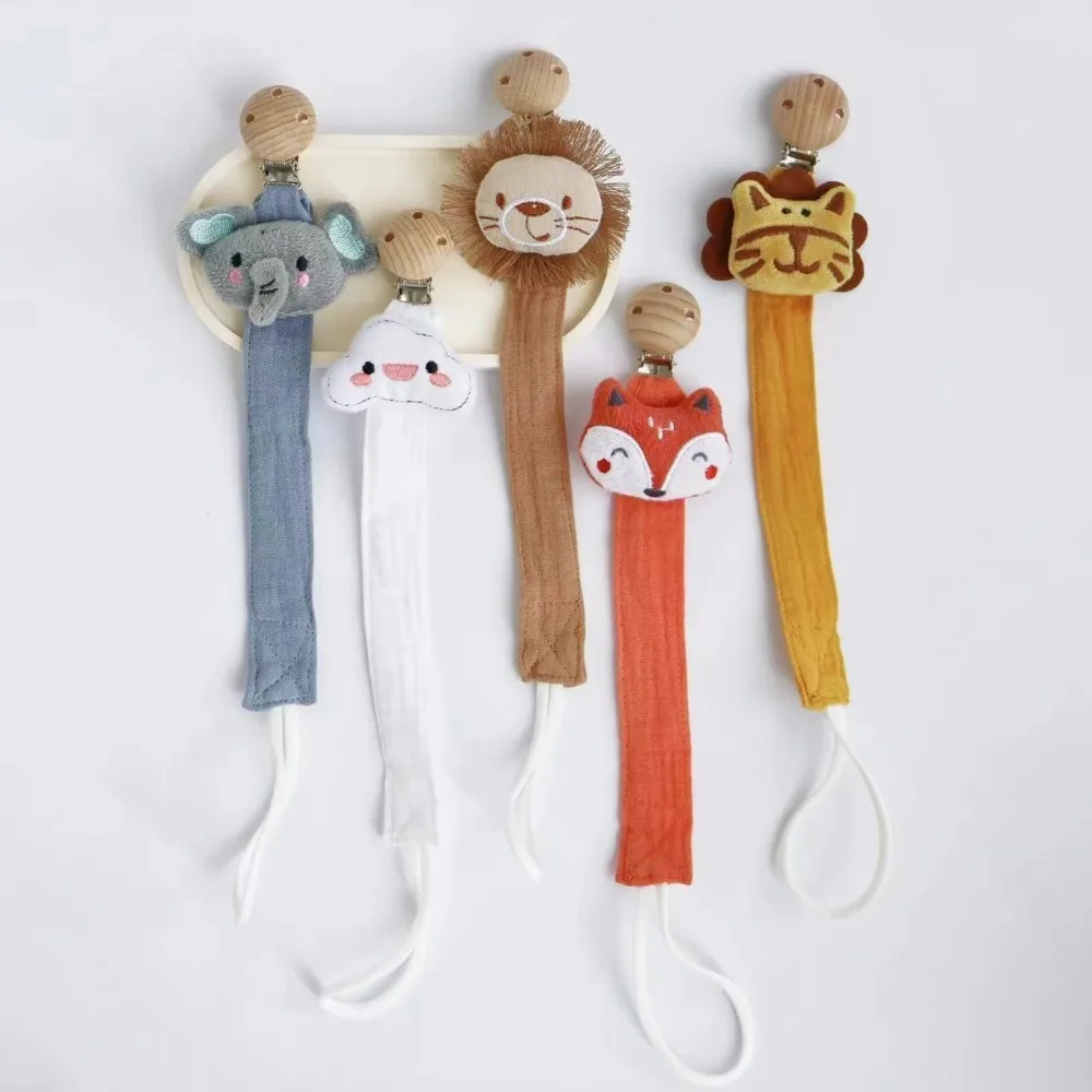 Cartoon Baby Cloth Pacifier Chain Anti-lost Animals Soother Holder Stroller Hanging Rope Teether Straps Nipple Holder Clips