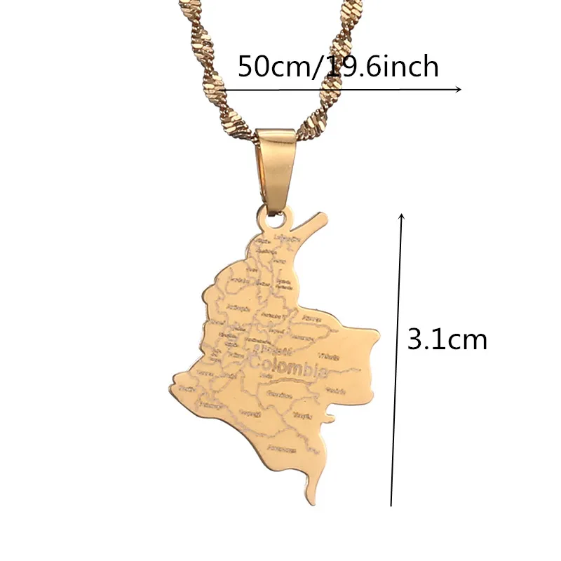 Colombia Pendant Chain for Women Girls Stainless Steel Country Map Jewelry Colombia 2