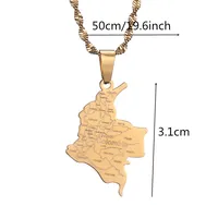 Colombia Pendant Chain for Women Girls Stainless Steel Country Map Jewelry Colombia 2