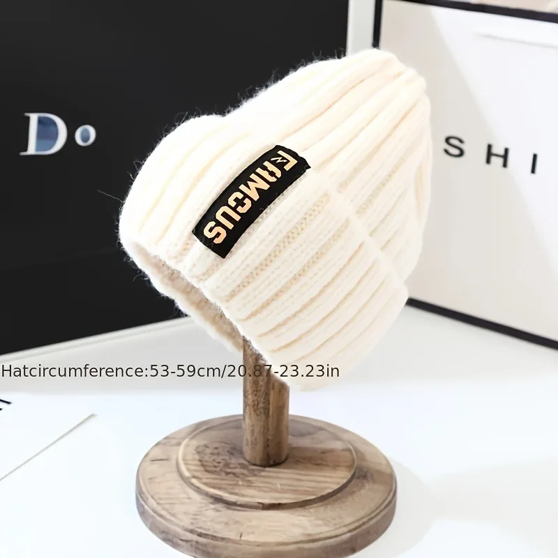 Chic Women's Knit Beanie - Breathable, Stretchy Acrylic Fiber, Ear-Warming Winter Hat with Long Label Design 6