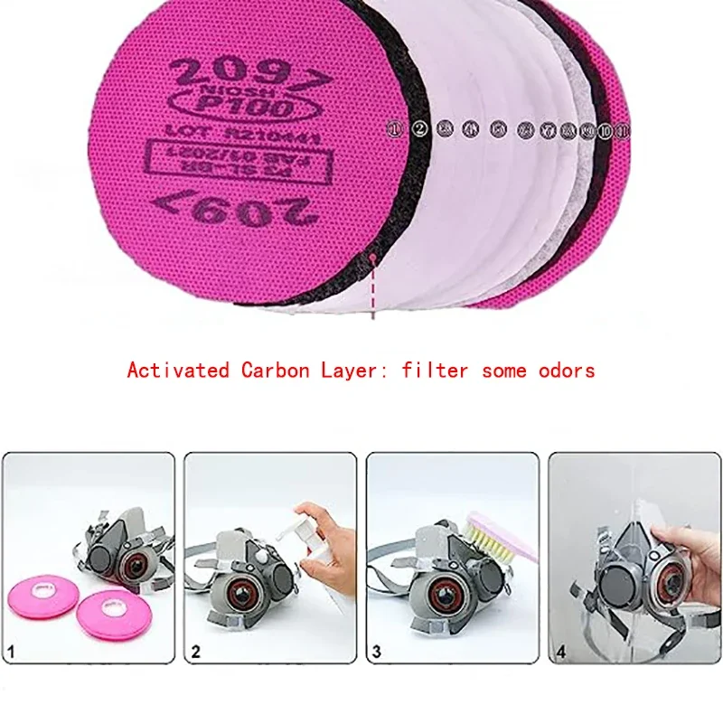Gas Mask 6200 Respirator Half Face with 2097 Filter Goggles Set for Epoxy Dust Paint Organic Vapor Formaldehyde Welding Grinding