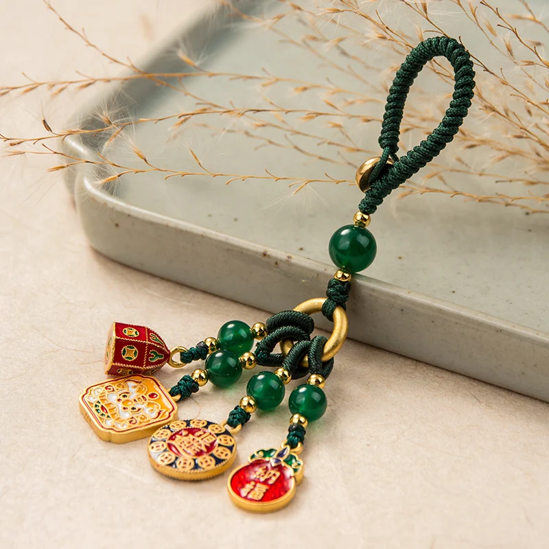 Enamel Handmade Braided Rope Keychain Pendant Creative Men and Women Car Key Chain Ring Bag Ornaments