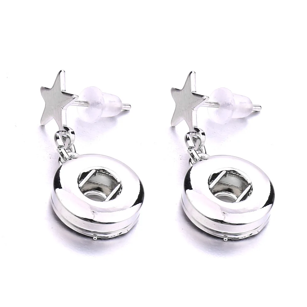 15pcs Vintage Style Metal 12mm Snap Button Earrings Heart Star Mini DIY Snaps Buttons Earring  Women Jewelry