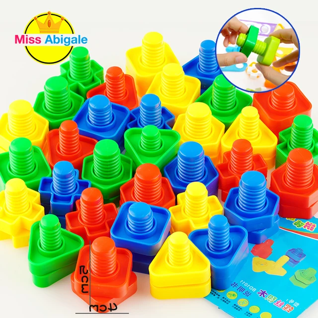 Bolts Toys Montessori Plastic Matching Children's Educational Toys Desktop Screw Building Blocks Toys Nut Shape Cognitive Toys 1