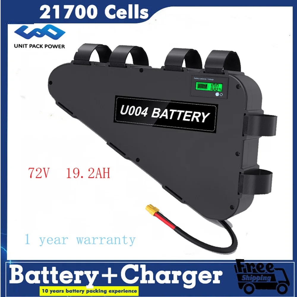 

72V 19.2Ah EBike Triangle Battery 21700 Electric Bicycle Battery Pack Triangle Battery Lithium Capacity for 3000W Super Powerful